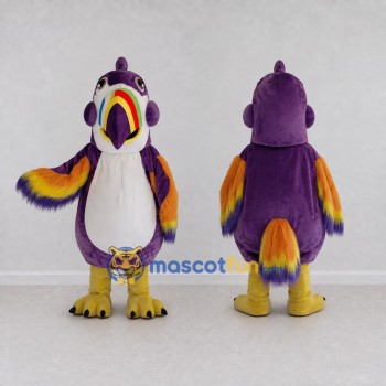 Custom Purple and Yellow Toucan Character Mascot Costume Adult Full Body Suit for Ocean Events