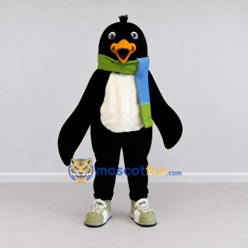 Custom Black and White Penguin with a Scarf Mascot Costume Adult Full Body Suit for Winter Events Custom Black and White Penguin with a Scarf Mascot Costume Adult Full Body Suit for Winter Events