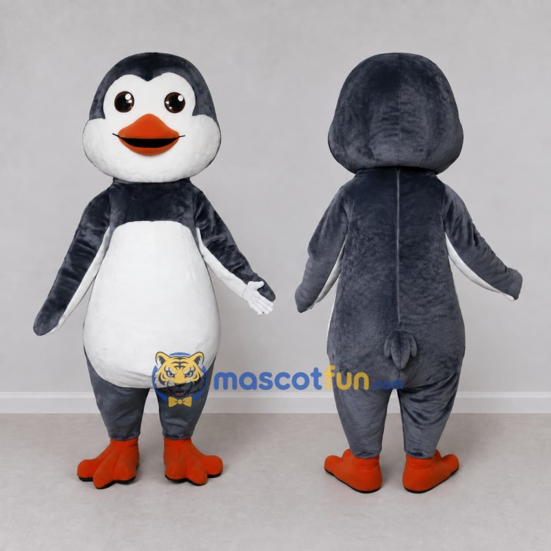 Custom Gray and White Penguin Character Mascot Costume Adult Full Body Suit for Ocean Events Custom Gray and White Penguin Character Mascot Costume Adult Full Body Suit for Ocean Events