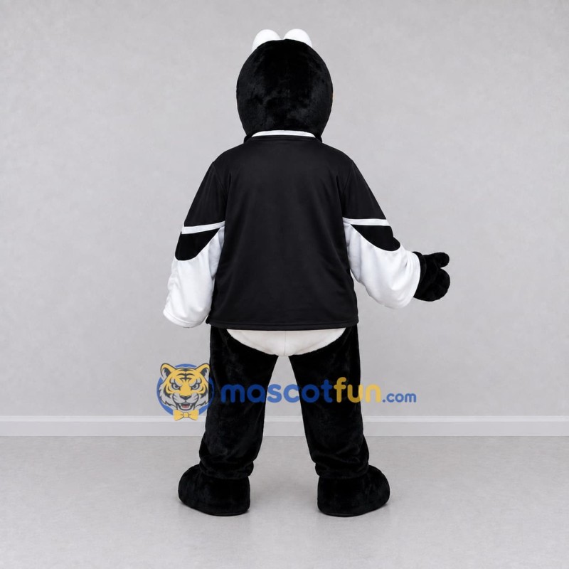 Custom Black and White Bird Character in Sportswear Mascot Costume Adult Full Body Suit for Sports Events Custom Black and White Bird Character in Sportswear Mascot Costume Adult Full Body Suit for Sports Events
