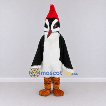 Custom Black and Red Woodpecker Character Mascot Costume Adult Full Body Suit for Wildlife Events Custom Black and Red Woodpecker Character Mascot Costume Adult Full Body Suit for Wildlife Events