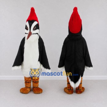 Custom Black and Red Woodpecker Character Mascot Costume Adult Full Body Suit for Wildlife Events