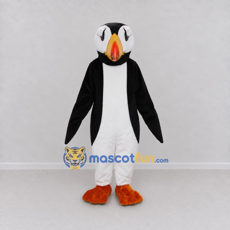 Custom Black and White Puffin Mascot Costume Adult Full Body Suit for Ocean Events Custom Black and White Puffin Mascot Costume Adult Full Body Suit for Ocean Events