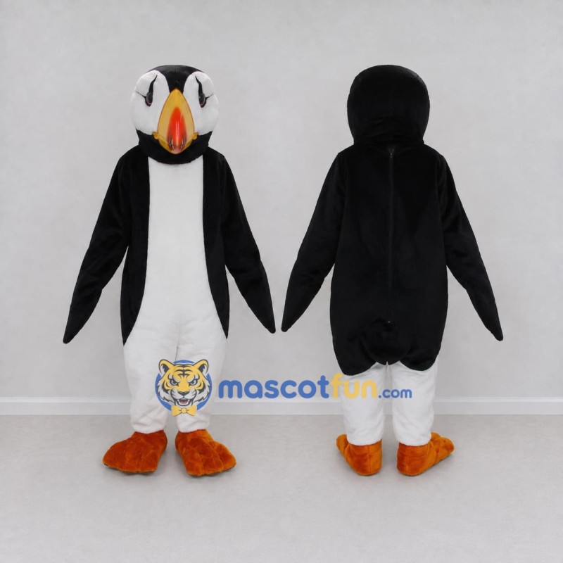 Custom Black and White Puffin Mascot Costume Adult Full Body Suit for Ocean Events Custom Black and White Puffin Mascot Costume Adult Full Body Suit for Ocean Events