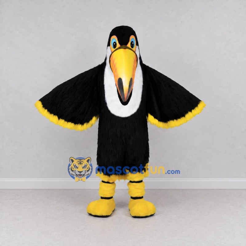 Custom Black and White Toucan Mascot Costume Adult Full Body Suit for Wildlife Events Custom Black and White Toucan Mascot Costume Adult Full Body Suit for Wildlife Events