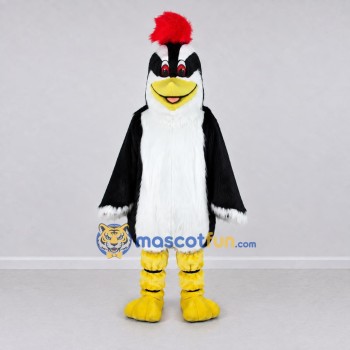 Custom Black and White Woodpecker Character Mascot Costume Adult Full Body Suit for Wildlife Events Custom Black and White Woodpecker Character Mascot Costume Adult Full Body Suit for Wildlife Events