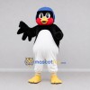 Custom Black and White Penguin Character with a Helmet Mascot Costume Adult Full Body Suit for Theme Parties