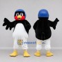 Custom Black and White Penguin Character with a Helmet Mascot Costume Adult Full Body Suit for Theme Parties