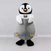 Custom Gray and White Penguin Chick Character with a Bow Tie Mascot Costume Adult Full Body Suit for Winter Events Custom Gray and White Penguin Chick Character with a Bow Tie Mascot Costume Adult Full Body Suit for Winter Events