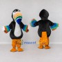 Custom Black and White Toucan Character with a Rainbow Beak Mascot Costume Adult Full Body Suit for Theme Parties
