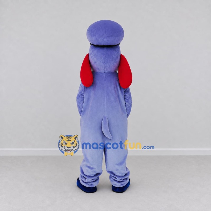 Custom Lavender and White Dog Character with a Hat Mascot Costume Adult Full Body Suit for Theme Parties Custom Lavender and White Dog Character with a Hat Mascot Costume Adult Full Body Suit for Theme Parties