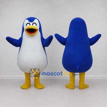 Custom Blue and White Penguin Character Mascot Costume Adult Full Body Suit for Ocean Events