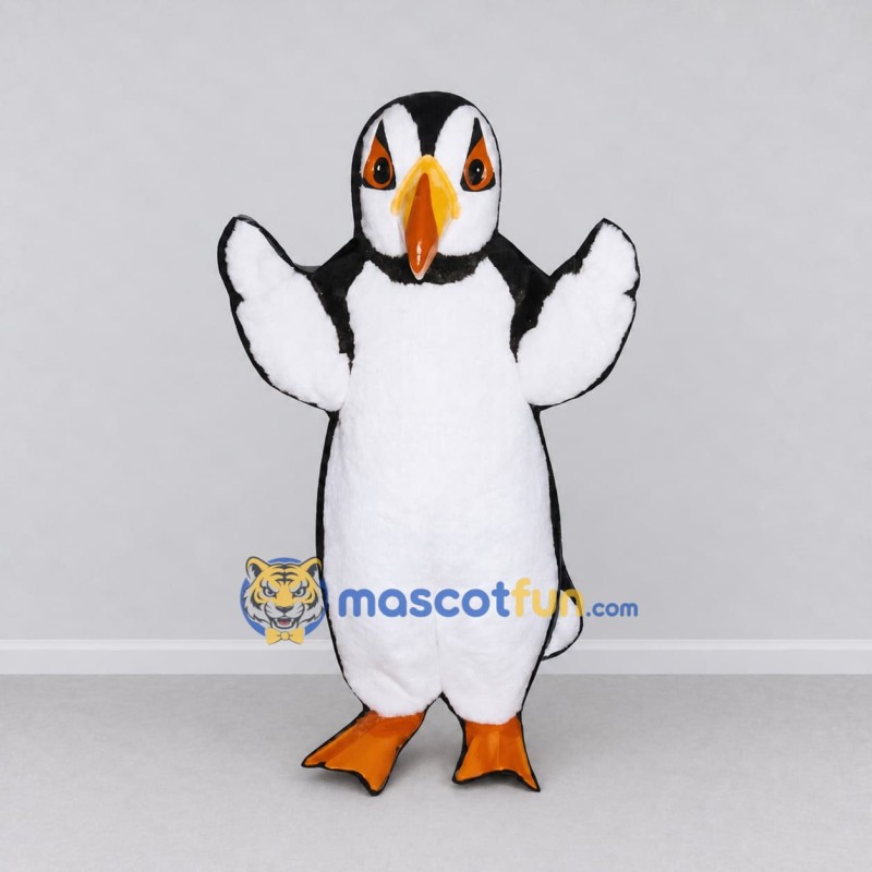 Custom Black and White Puffin Mascot Costume Adult Full Body Suit for Ocean Events Custom Black and White Puffin Mascot Costume Adult Full Body Suit for Ocean Events