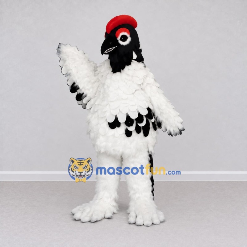 Custom Black and White Woodpecker Character Mascot Costume Adult Full Body Suit for Wildlife Events Custom Black and White Woodpecker Character Mascot Costume Adult Full Body Suit for Wildlife Events