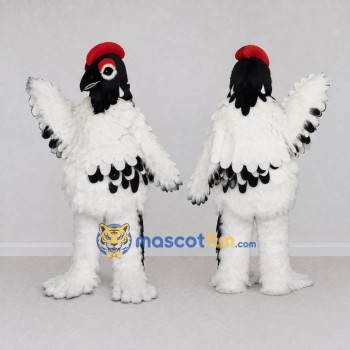 Custom Black and White Woodpecker Character Mascot Costume Adult Full Body Suit for Wildlife Events
