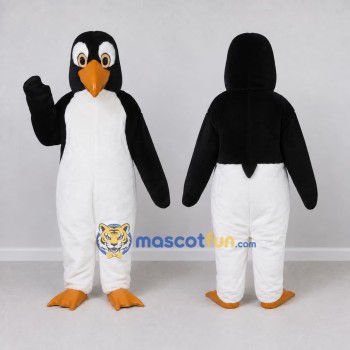 Custom Black and White Penguin Character Mascot Costume Adult Full Body Suit for School Events