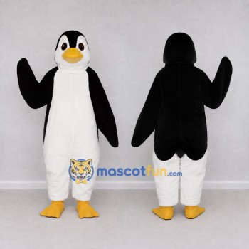 Custom Black and White Penguin Character Mascot Costume Adult Full Body Suit for School Events