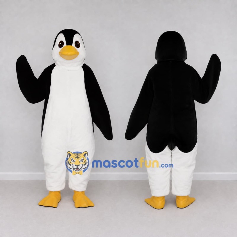 Custom Black and White Penguin Character Mascot Costume Adult Full Body Suit for School Events Custom Black and White Penguin Character Mascot Costume Adult Full Body Suit for School Events