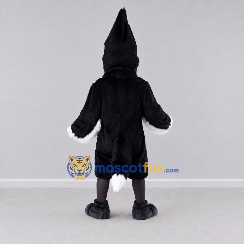 Custom Black and White Crested Bird Character Mascot Costume Adult Full Body Suit for Wildlife Events Custom Black and White Crested Bird Character Mascot Costume Adult Full Body Suit for Wildlife Events