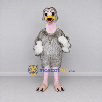 Custom Gray and White Ostrich Character Mascot Costume Adult Full Body Suit for Wildlife Events