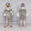 Custom Gray and White Ostrich Character Mascot Costume Adult Full Body Suit for Wildlife Events