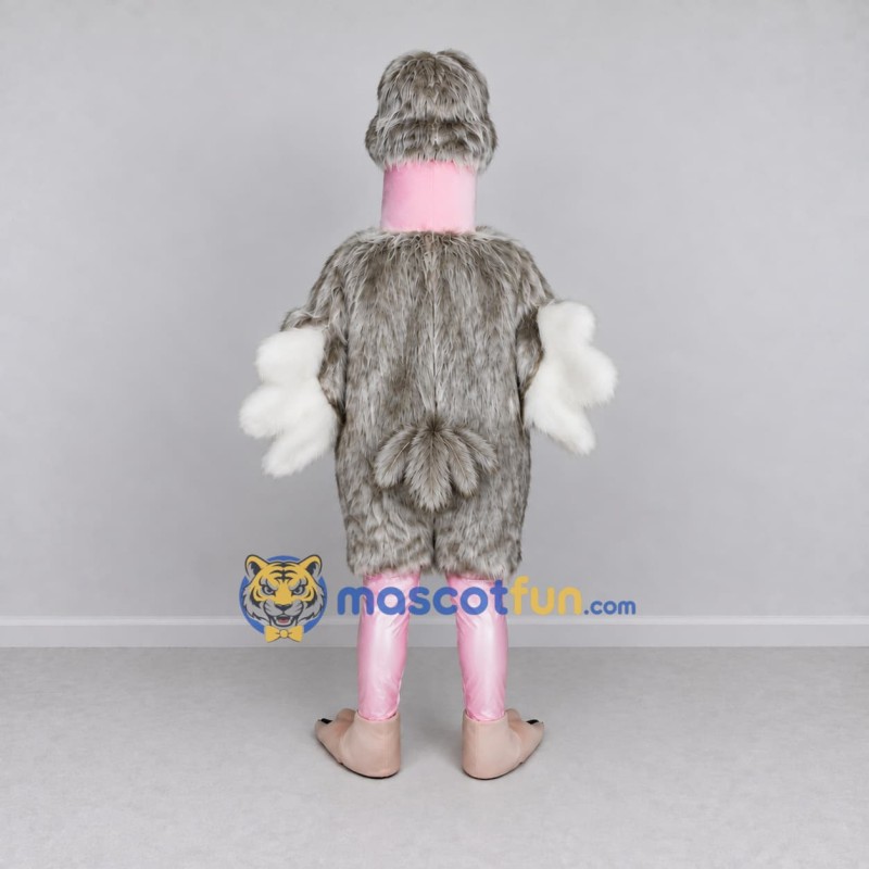 Custom Gray and White Ostrich Character Mascot Costume Adult Full Body Suit for Wildlife Events