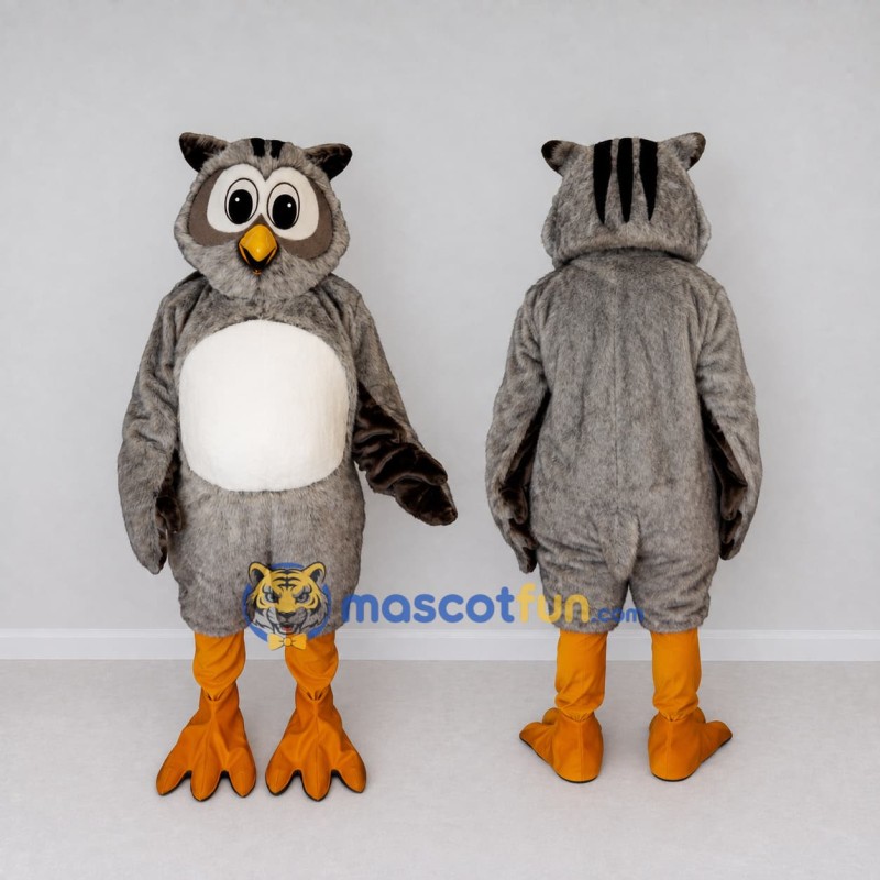 Custom Gray and White Owl Character Mascot Costume Adult Full Body Suit for School Events Custom Gray and White Owl Character Mascot Costume Adult Full Body Suit for School Events