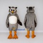 Custom Gray and White Owl Character Mascot Costume Adult Full Body Suit for School Events