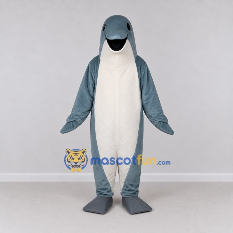 Custom Blue and White Dolphin Character Mascot Costume Adult Full Body Suit for Ocean Events Custom Blue and White Dolphin Character Mascot Costume Adult Full Body Suit for Ocean Events