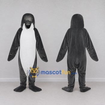 Custom Gray and White Marine Animal Character Mascot Costume Adult Full Body Suit for Ocean Events