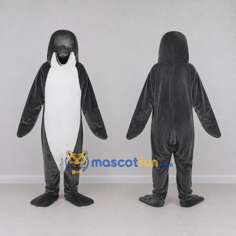 Custom Gray and White Marine Animal Character Mascot Costume Adult Full Body Suit for Ocean Events Custom Gray and White Marine Animal Character Mascot Costume Adult Full Body Suit for Ocean Events