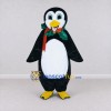 Custom Black and White Penguin with a Holiday Scarf Mascot Costume Adult Full Body Suit for Christmas Events