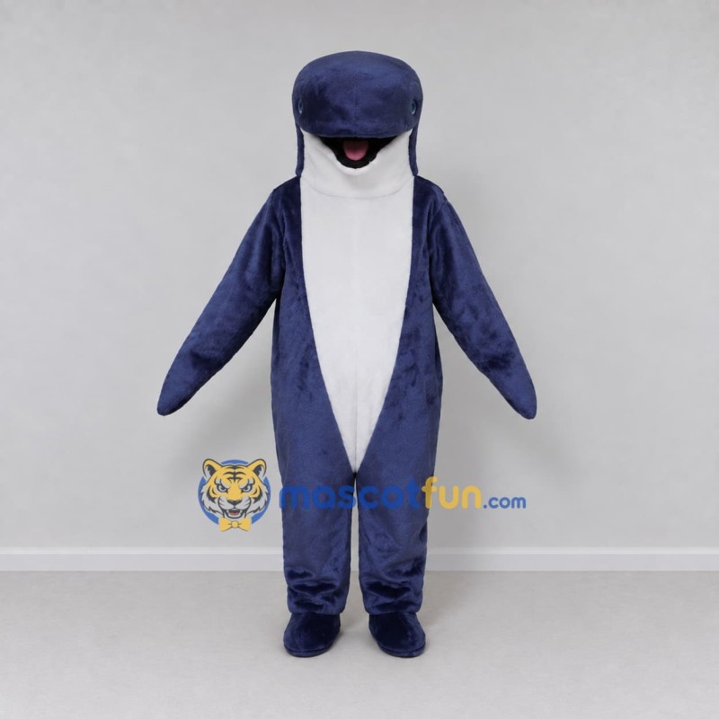 Custom Blue and White Dolphin Character Mascot Costume Adult Full Body Suit for Ocean Events