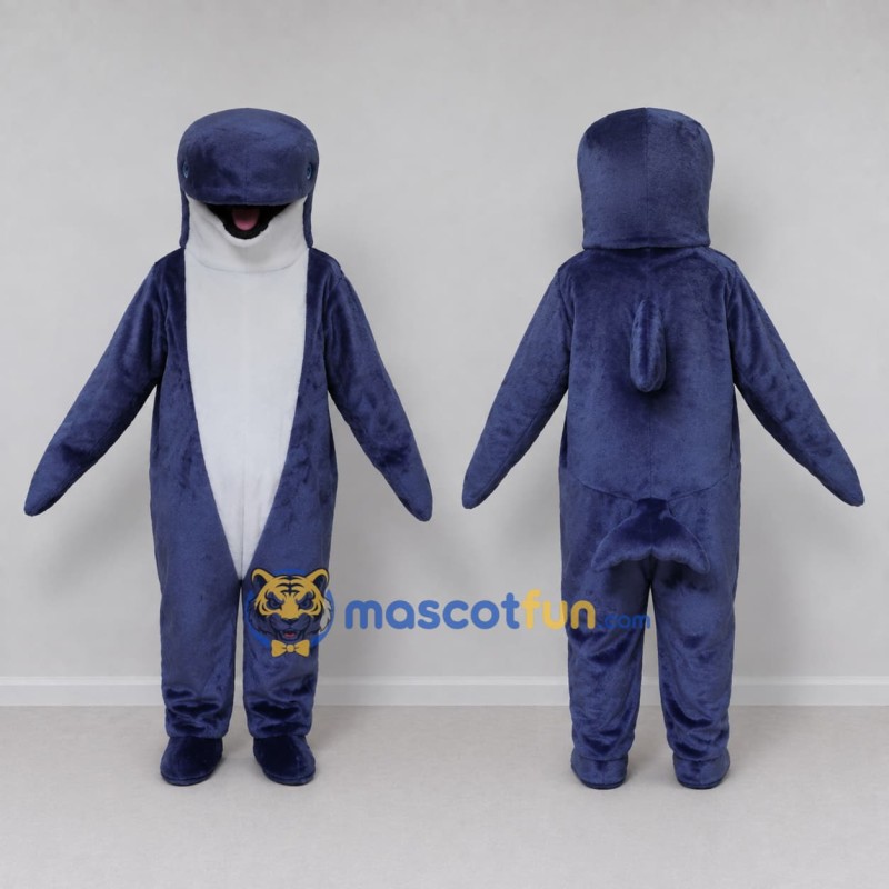 Custom Blue and White Dolphin Character Mascot Costume Adult Full Body Suit for Ocean Events