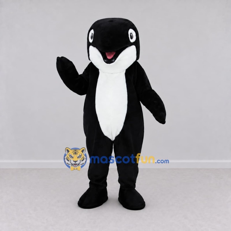 Custom Black and White Orca Character Mascot Costume Adult Full Body Suit for Ocean Events Custom Black and White Orca Character Mascot Costume Adult Full Body Suit for Ocean Events