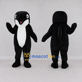 Custom Black and White Orca Character Mascot Costume Adult Full Body Suit for Ocean Events