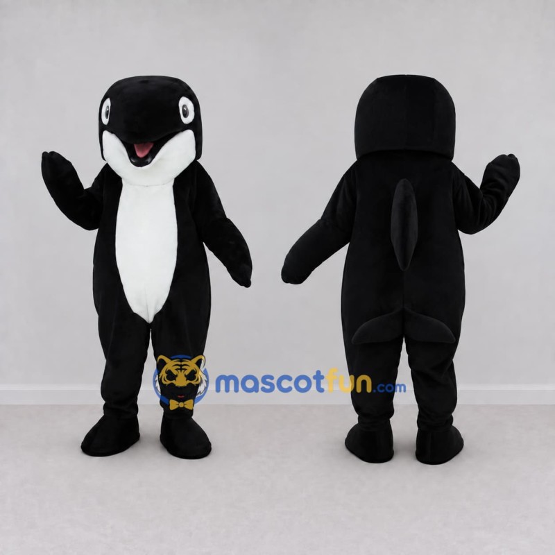 Custom Black and White Orca Character Mascot Costume Adult Full Body Suit for Ocean Events Custom Black and White Orca Character Mascot Costume Adult Full Body Suit for Ocean Events