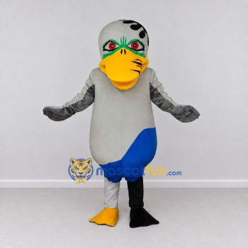 Custom Gray and Blue Bird Character Mascot Costume Adult Full Body Suit for Theme Parties