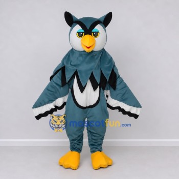 Custom Blue and White Owl Character Mascot Costume Adult Full Body Suit for School Events