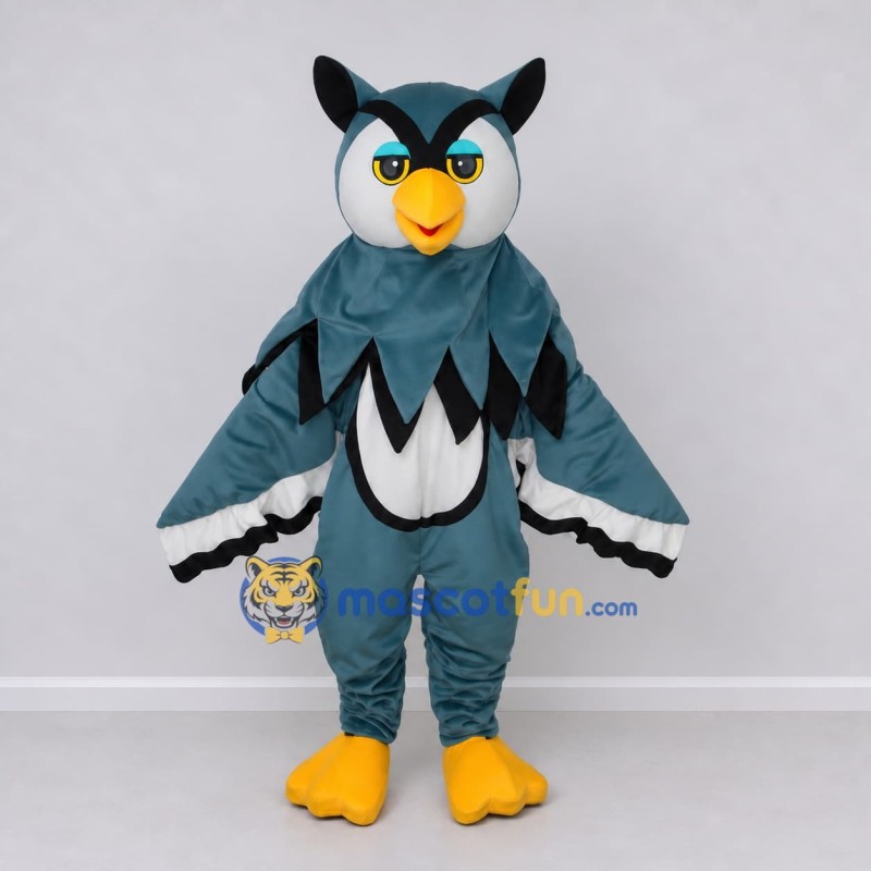 Custom Blue and White Owl Character Mascot Costume Adult Full Body Suit for School Events Custom Blue and White Owl Character Mascot Costume Adult Full Body Suit for School Events