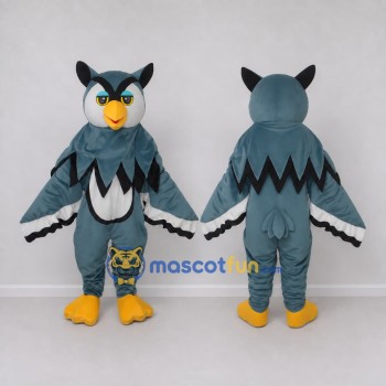 Custom Blue and White Owl Character Mascot Costume Adult Full Body Suit for School Events