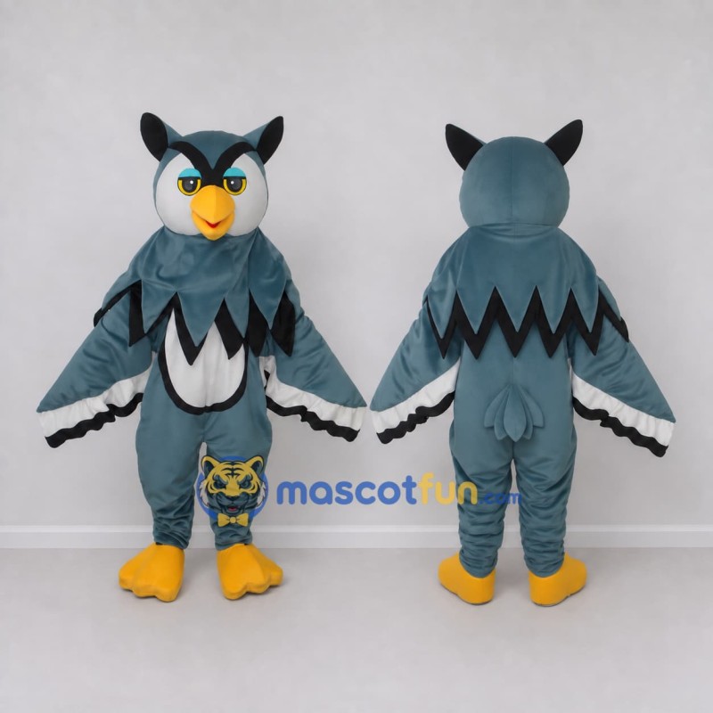 Custom Blue and White Owl Character Mascot Costume Adult Full Body Suit for School Events Custom Blue and White Owl Character Mascot Costume Adult Full Body Suit for School Events