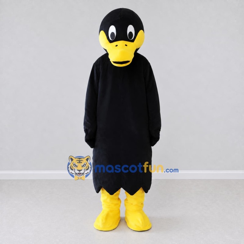 Custom Black and Yellow Duck Character Mascot Costume Adult Full Body Suit for School Events