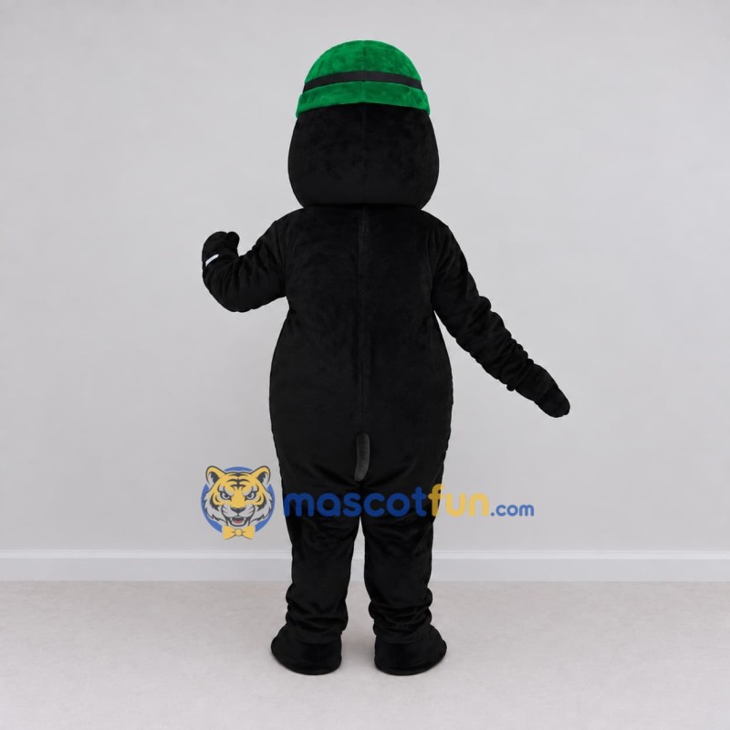 Custom Black and White Mole Character with a Headlamp Hat Mascot Costume Adult Full Body Suit for Theme Parties Custom Black and White Mole Character with a Headlamp Hat Mascot Costume Adult Full Body Suit for Theme Parties