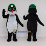 Custom Black and White Mole Character with a Headlamp Hat Mascot Costume Adult Full Body Suit for Theme Parties