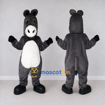 Custom Gray and White Donkey Character Mascot Costume Adult Full Body Suit for Farm Events