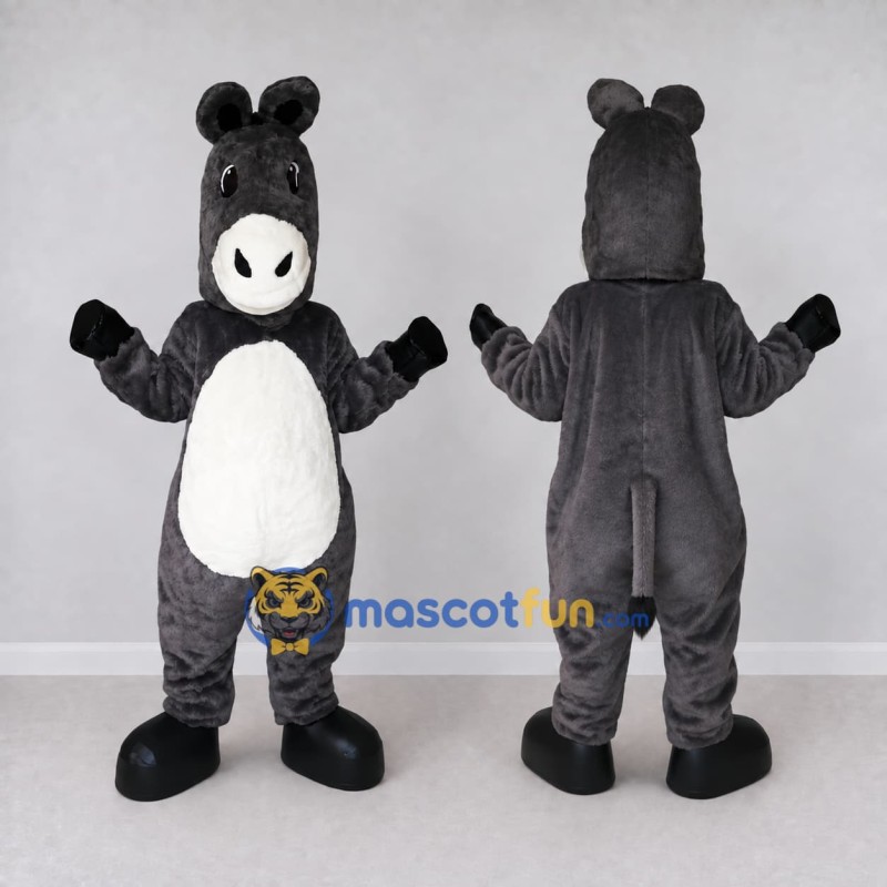 Custom Gray and White Donkey Character Mascot Costume Adult Full Body Suit for Farm Events Custom Gray and White Donkey Character Mascot Costume Adult Full Body Suit for Farm Events