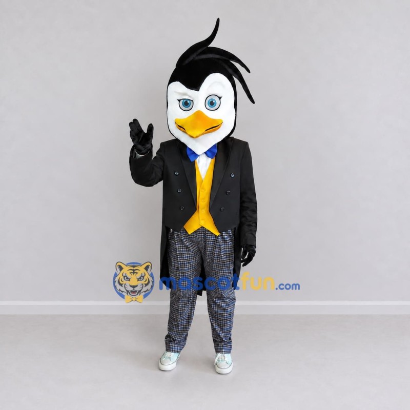 Custom Black and White Penguin Character in a Tailcoat Mascot Costume Adult Full Body Suit for Theme Parties
