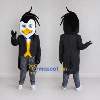 Custom Black and White Penguin Character in a Tailcoat Mascot Costume Adult Full Body Suit for Theme Parties