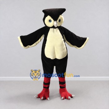 Custom Black and Cream Owl Character Mascot Costume Adult Full Body Suit for School Events Custom Black and Cream Owl Character Mascot Costume Adult Full Body Suit for School Events